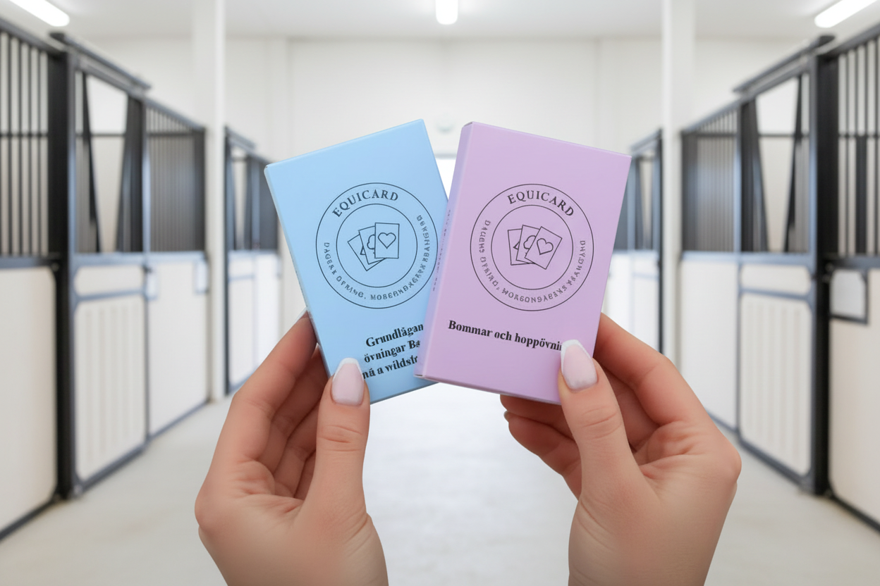 Equicard träningskort för ridning blå och rosa paketpri