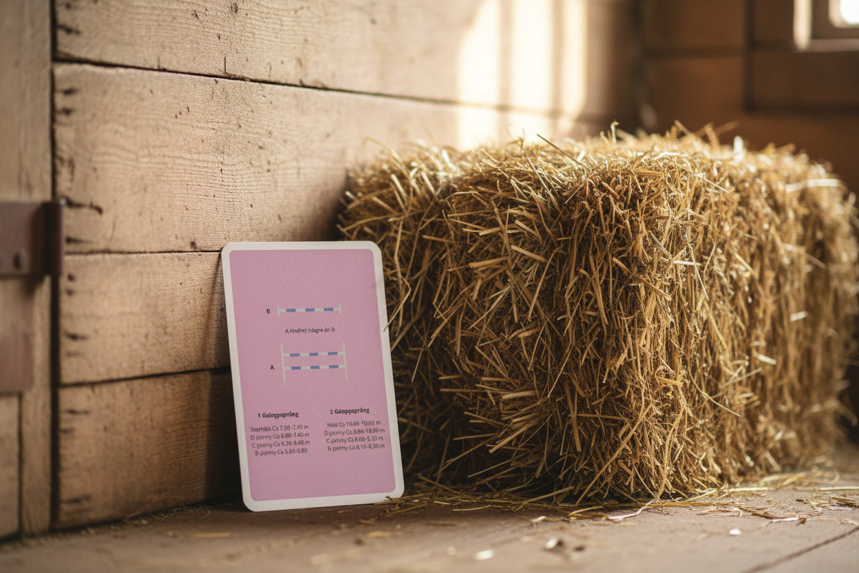 Ett equicard hoppövningar rosa i satllet 